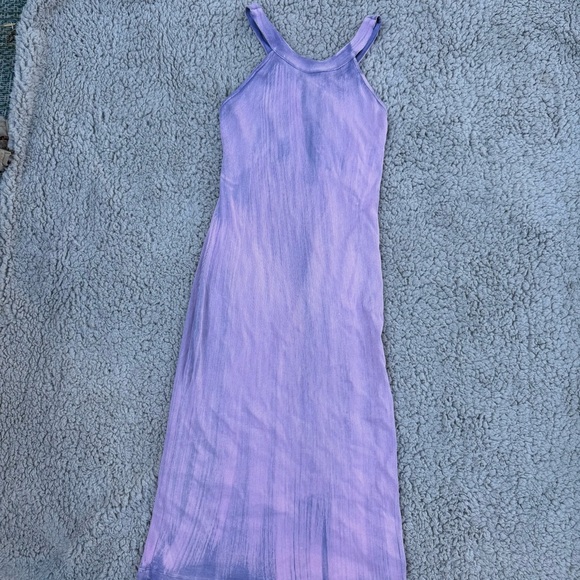 YOUNG FABULOUS & BROKE Mineral Wash Lavender Ribbed Halter Midi Dress Size M - Picture 3 of 7
